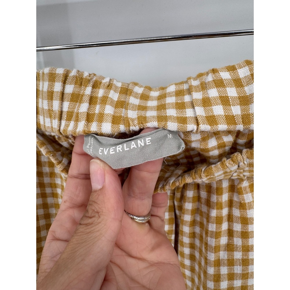 Everlane Linen Gingham Two Piece Set Womens 4/M Yellow Button Down Shorts - Picture 10 of 13